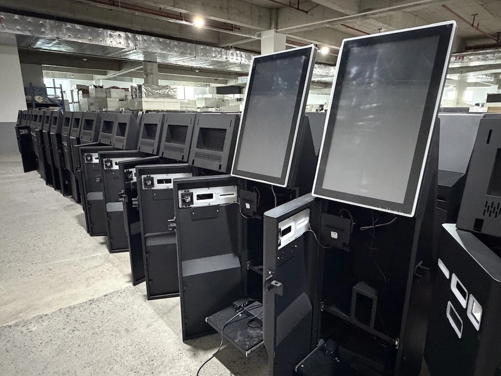 Gaming display enclosure metal frame for slot machine cabinet
